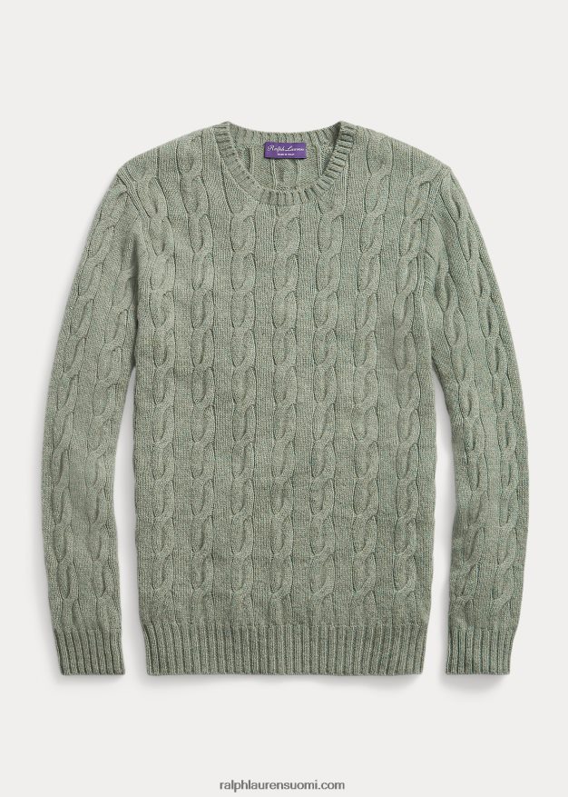 Ralph Lauren miehet kaapelineulottu kashmir villapaita 0Z24ZR83 merisuihkumelange