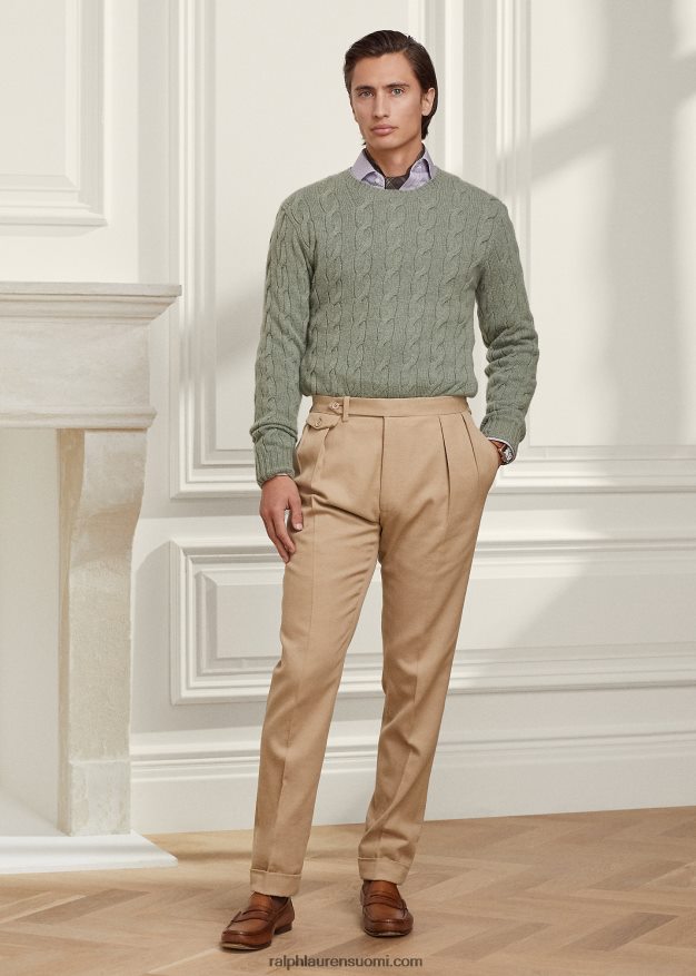 Ralph Lauren miehet kaapelineulottu kashmir villapaita 0Z24ZR83 merisuihkumelange