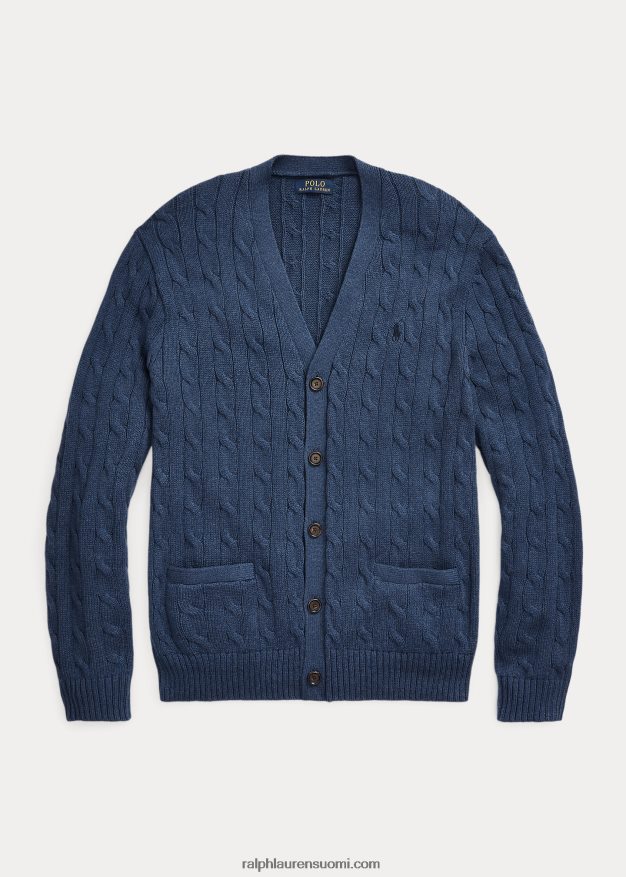 Ralph Lauren miehet kaapelineulottu puuvillaneuletakki 0Z24ZR8449 maalaismainen laivastonsininen kanerva