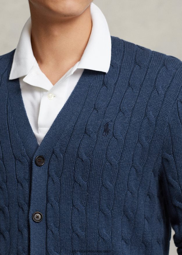 Ralph Lauren miehet kaapelineulottu puuvillaneuletakki 0Z24ZR8449 maalaismainen laivastonsininen kanerva