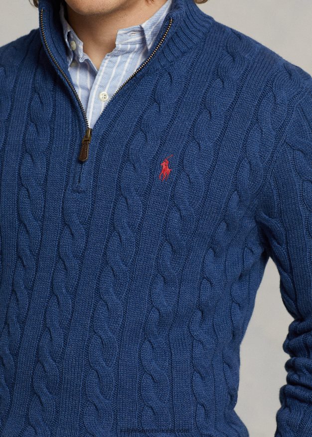 Ralph Lauren miehet kaapelineulottu puuvillapusero 0Z24ZR1130 maalaismainen laivastonsininen kanerva