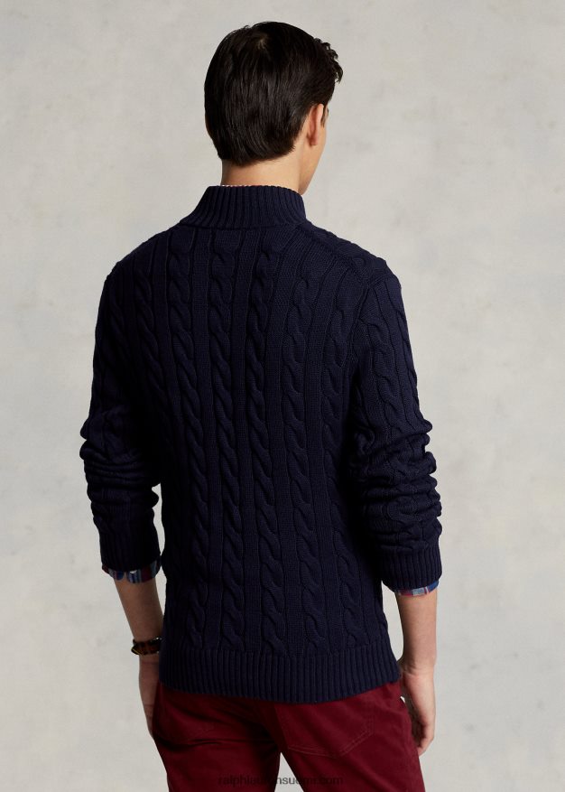 Ralph Lauren miehet kaapelineulottu puuvillapusero 0Z24ZR1131 metsästäjä laivasto