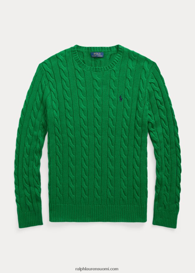 Ralph Lauren miehet kaapelineulottu puuvillapusero 0Z24ZR8411 urheilullinen vihreä