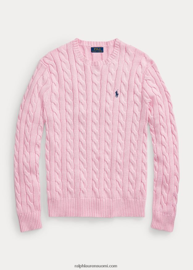 Ralph Lauren miehet kaapelineulottu puuvillapusero 0Z24ZR8412 karmelin pinkki