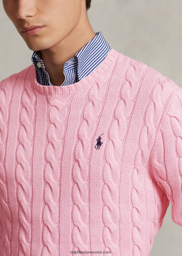 Ralph Lauren miehet kaapelineulottu puuvillapusero 0Z24ZR8412 karmelin pinkki