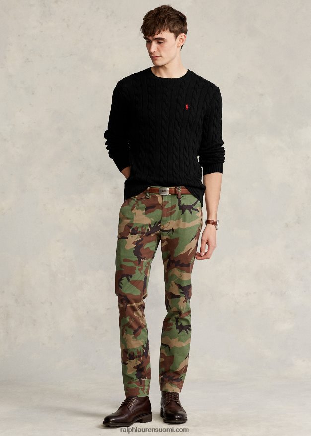 Ralph Lauren miehet kaapelineulottu puuvillapusero 0Z24ZR8415 musta