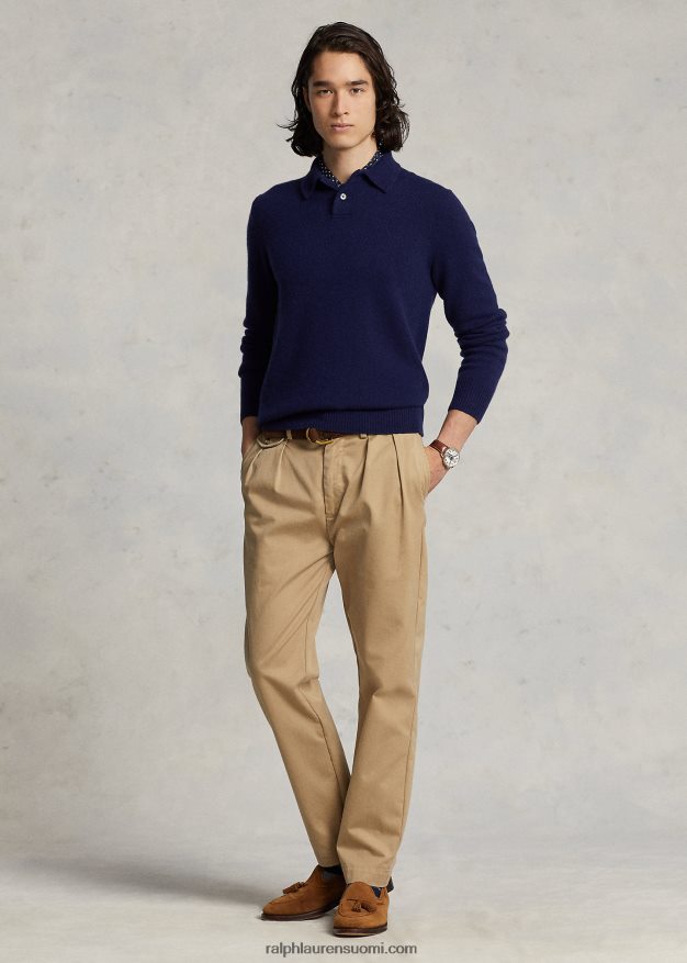 Ralph Lauren miehet kashmir poolokaulus pusero 0Z24ZR139 kirkas laivasto