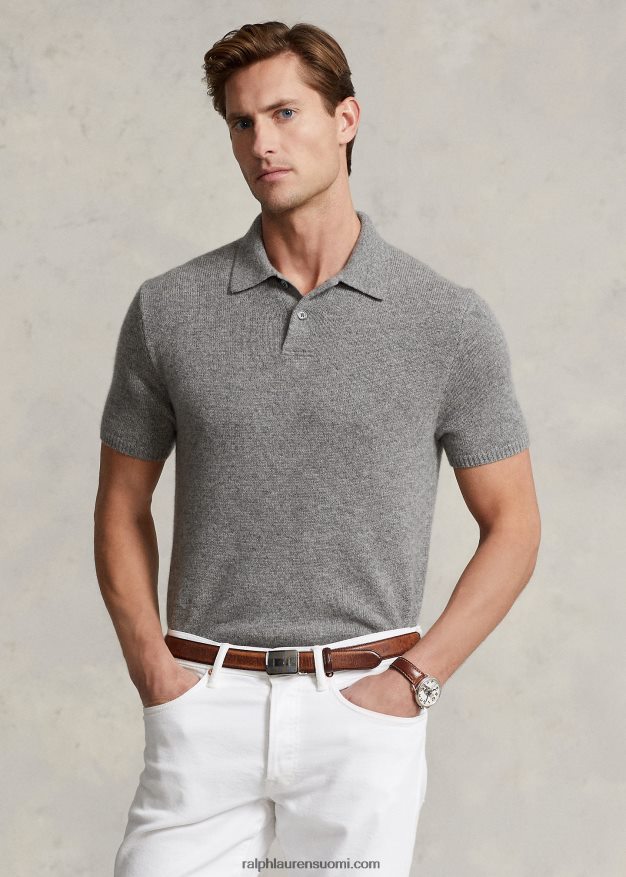Ralph Lauren miehet kashmir poolokaulus pusero 0Z24ZR489 kellanharmaa kanerva