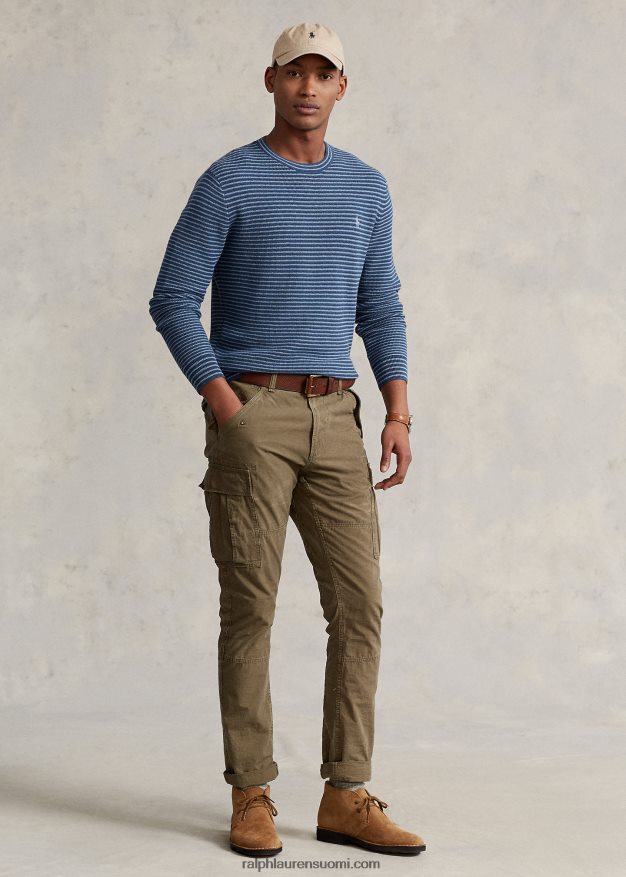 Ralph Lauren miehet kuvioitu raidallinen puuvillapusero 0Z24ZR794 clancy sininen yhdistelmä