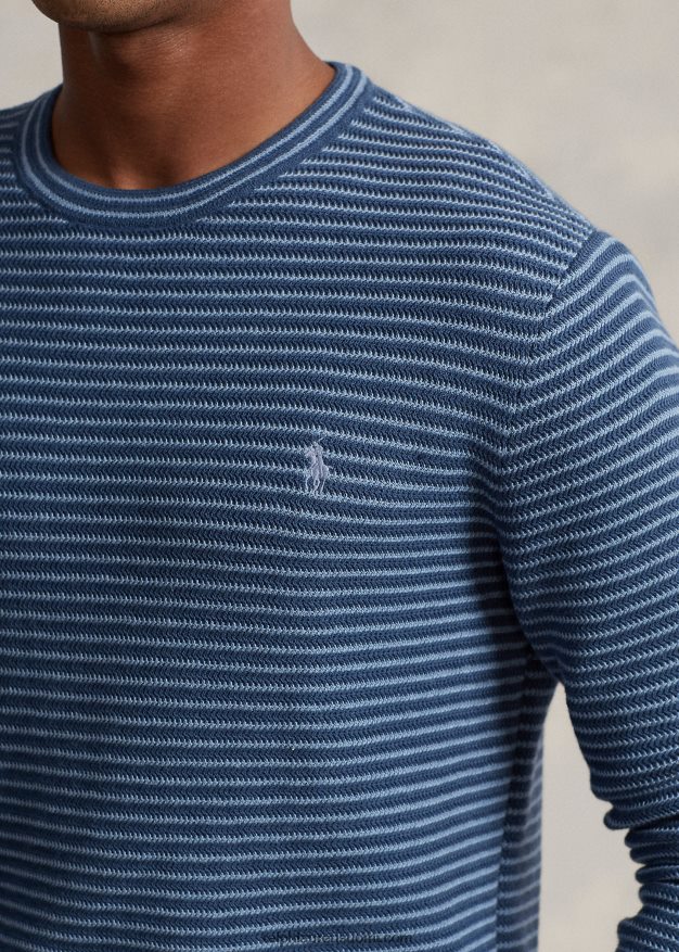 Ralph Lauren miehet kuvioitu raidallinen puuvillapusero 0Z24ZR794 clancy sininen yhdistelmä