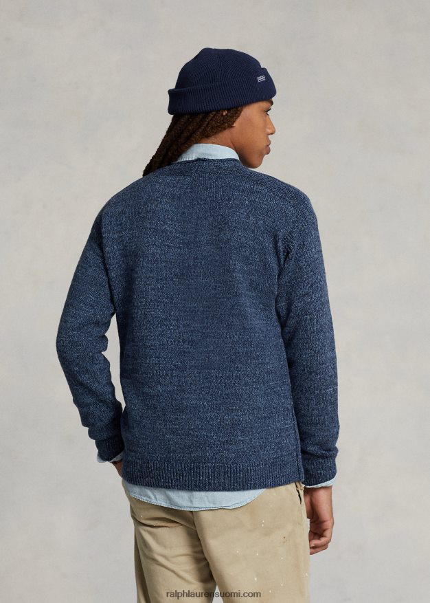 Ralph Lauren miehet lippupuuvillainen rullakaula-neule 0Z24ZR1085 sininen merri