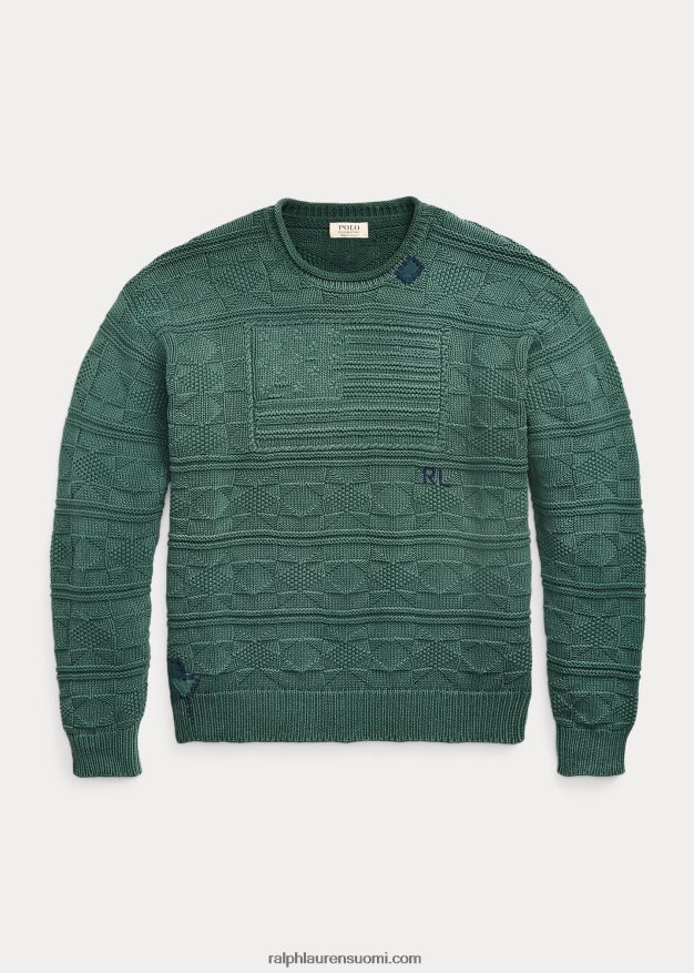 Ralph Lauren miehet lippupuuvillainen rullakaula-neule 0Z24ZR129 uusi metsä kanerva