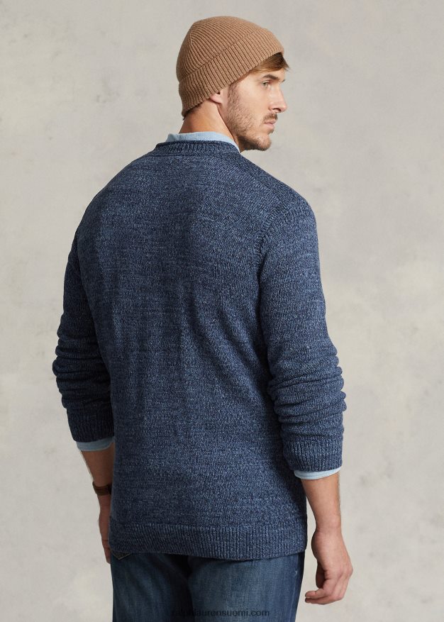 Ralph Lauren miehet lippupuuvillainen rullakaula-neule 0Z24ZR1807 sininen merri