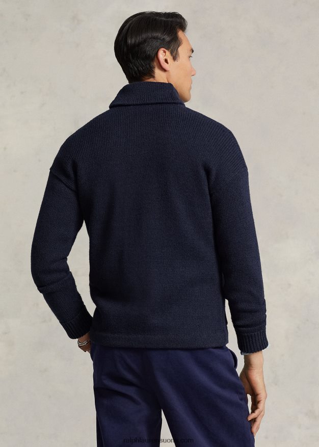 Ralph Lauren miehet merihenkinen puuvilla-pellavahuivi neuletakki 0Z24ZR1255 laivasto