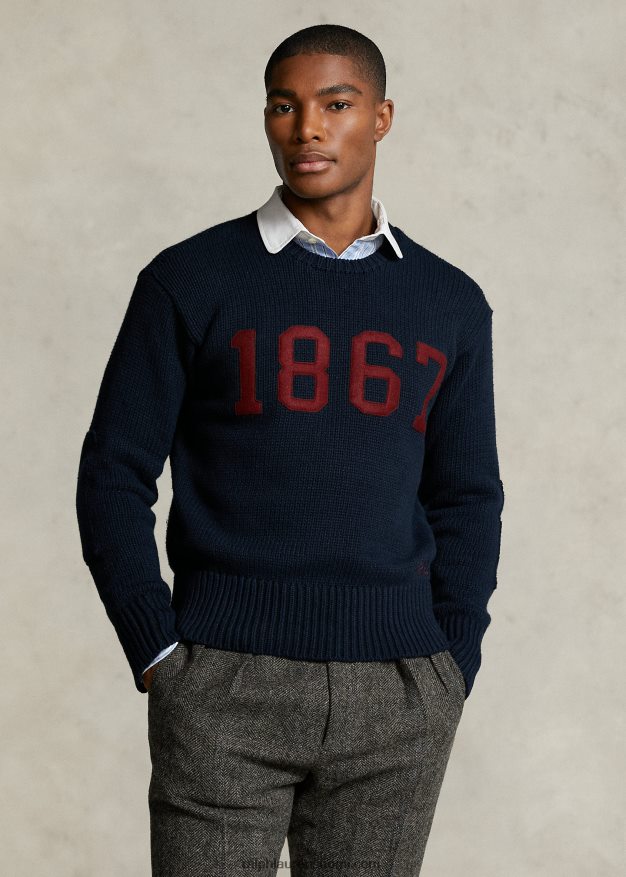 Ralph Lauren miehet morehouse kokoelma 1867 villapaita 0Z24ZR1235 laivasto