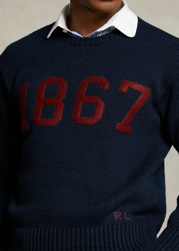 Ralph Lauren miehet morehouse kokoelma 1867 villapaita 0Z24ZR1235 laivasto