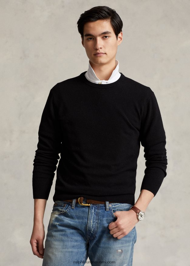Ralph Lauren miehet pestävä kashmir-neulepusero 0Z24ZR602 musta