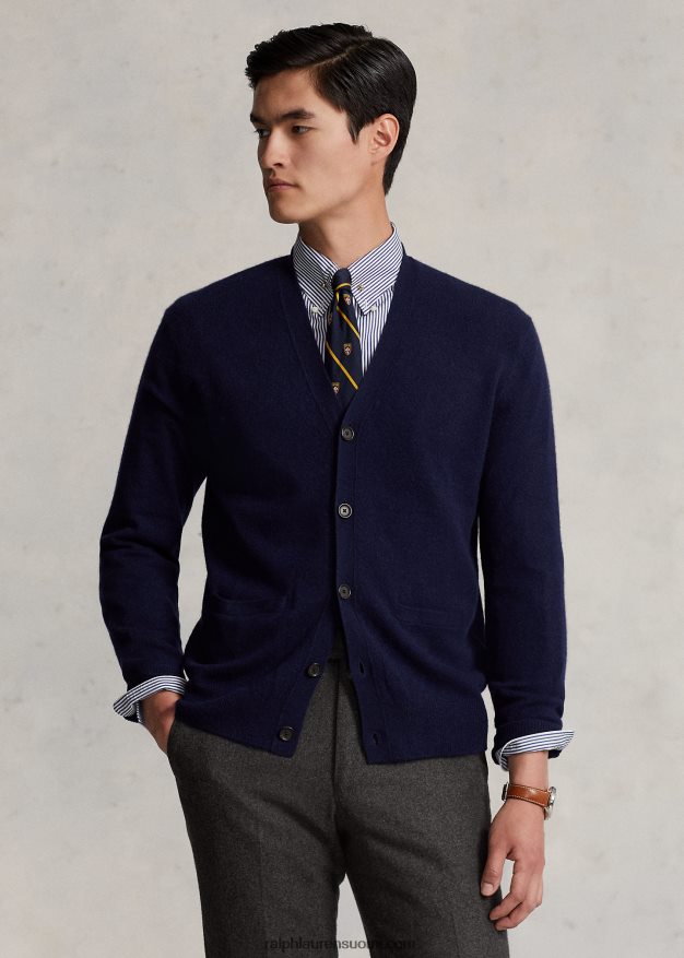 Ralph Lauren miehet pestävä kashmir v-pääntie neuletakki 0Z24ZR8586 metsästäjä laivasto