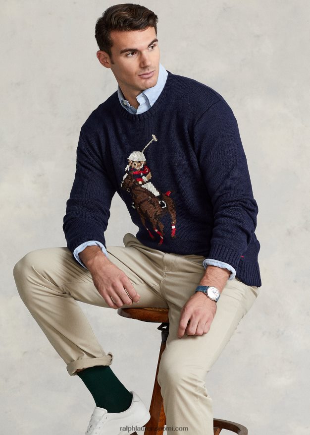 Ralph Lauren miehet poolokarhu ja iso poni pusero 0Z24ZR1683 laivasto