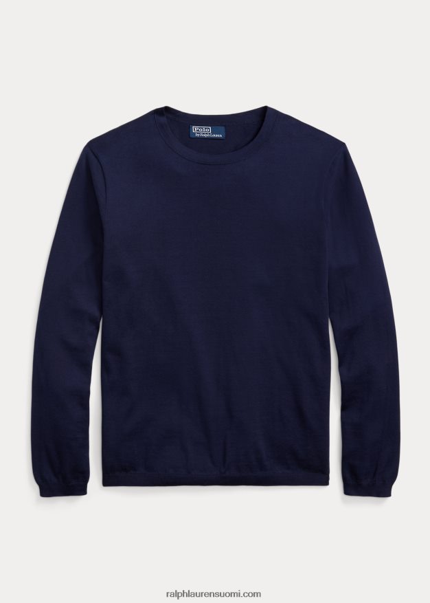Ralph Lauren miehet puuvillainen crewneck neule 0Z24ZR1066 kirkas laivasto