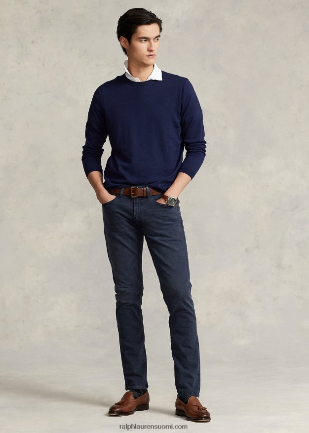 Ralph Lauren miehet puuvillainen crewneck neule 0Z24ZR1066 kirkas laivasto