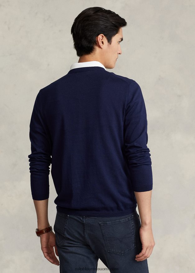 Ralph Lauren miehet puuvillainen crewneck neule 0Z24ZR1066 kirkas laivasto