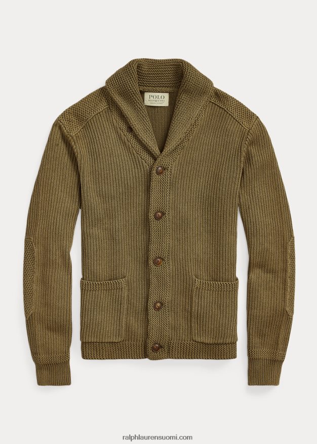 Ralph Lauren miehet puuvillainen huivikaulusneuletakki 0Z24ZR8528 sandsurf pesu