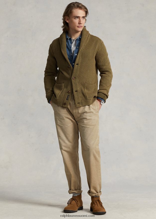 Ralph Lauren miehet puuvillainen huivikaulusneuletakki 0Z24ZR8528 sandsurf pesu