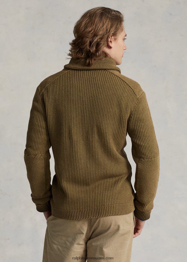 Ralph Lauren miehet puuvillainen huivikaulusneuletakki 0Z24ZR8528 sandsurf pesu