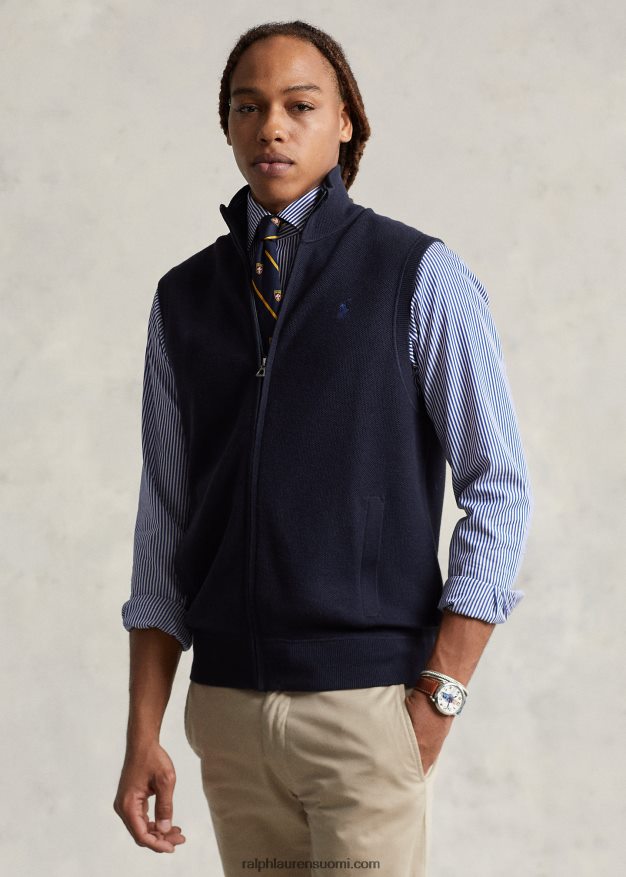 Ralph Lauren miehet puuvillainen täysvetoketjullinen villapaita 0Z24ZR780 laivastonsininen kanerva