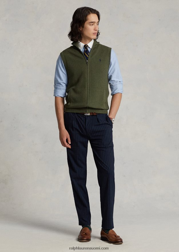 Ralph Lauren miehet puuvillainen täysvetoketjullinen villapaita 0Z24ZR781 klassinen oliivi kanerva