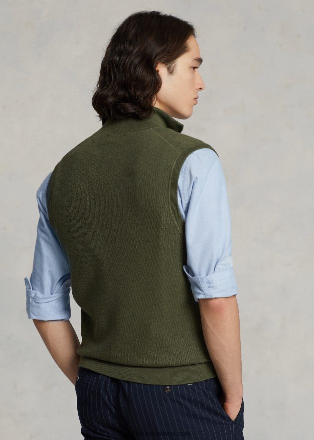 Ralph Lauren miehet puuvillainen täysvetoketjullinen villapaita 0Z24ZR781 klassinen oliivi kanerva