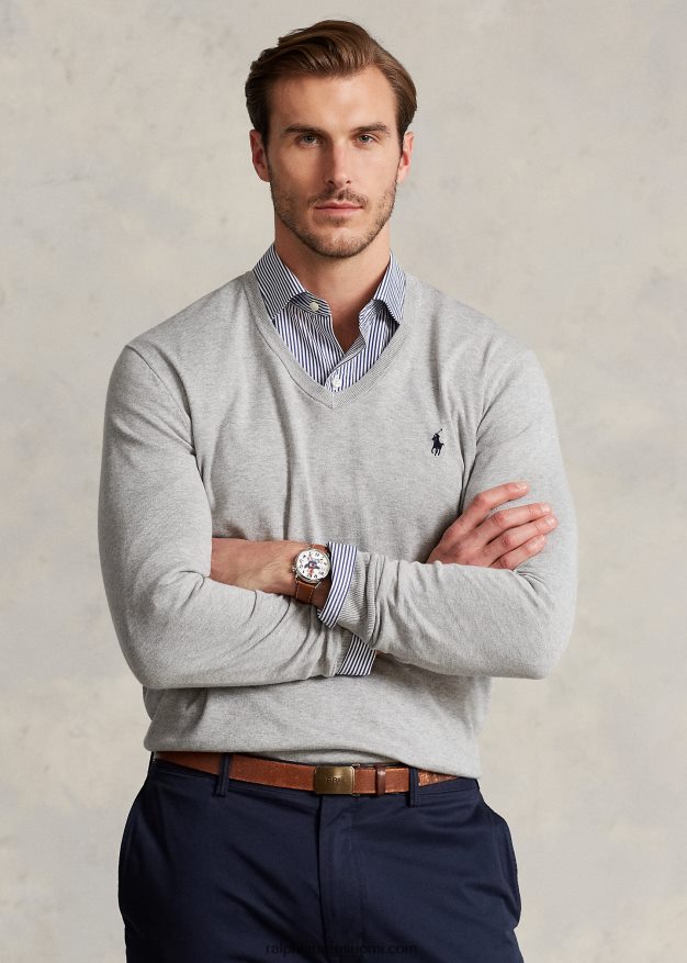 Ralph Lauren miehet puuvillainen v-kaula-aukkoinen pusero 0Z24ZR1316 ja kanervan päällä