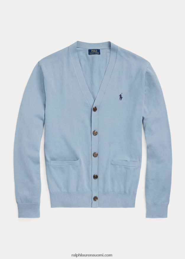 Ralph Lauren miehet puuvillainen v-pääntie neuletakki 0Z24ZR395 kanava sininen