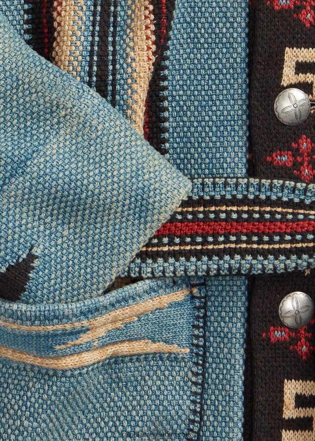 Ralph Lauren miehet puuvillasekoite ranch neuletakki 0Z24ZR1780 indigo multi