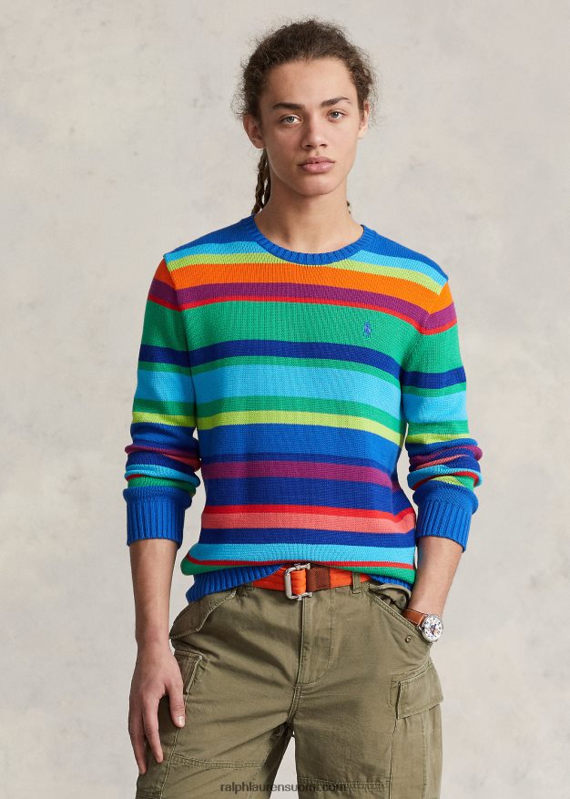 Ralph Lauren miehet raidallinen puuvillainen pyöreäkaulapusero 0Z24ZR888