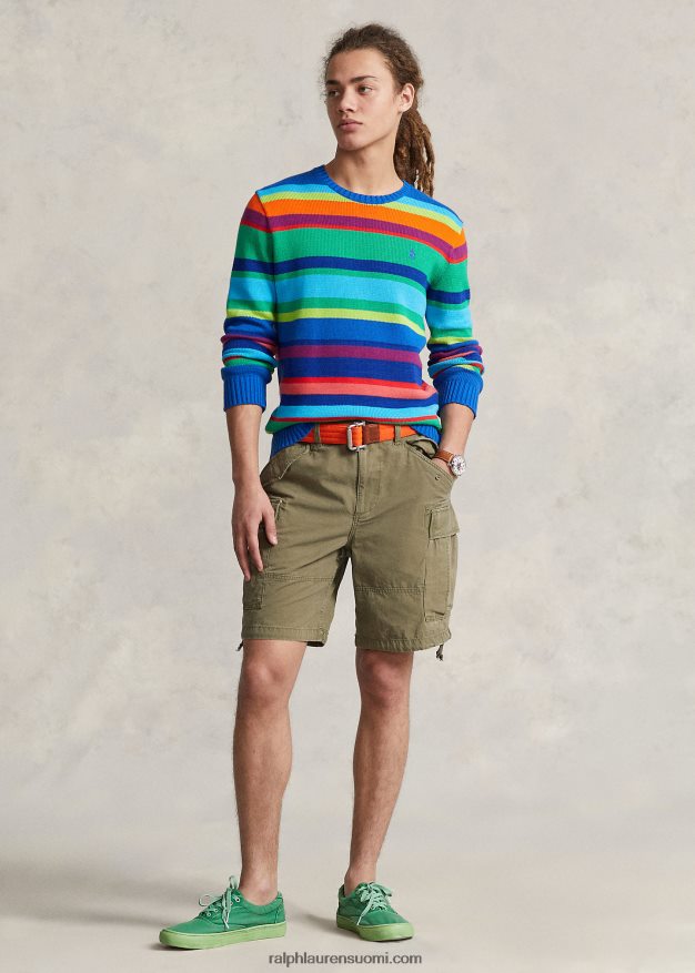 Ralph Lauren miehet raidallinen puuvillainen pyöreäkaulapusero 0Z24ZR888