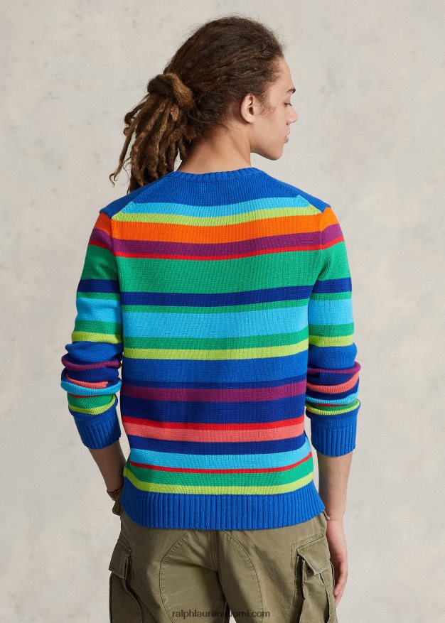 Ralph Lauren miehet raidallinen puuvillainen pyöreäkaulapusero 0Z24ZR888