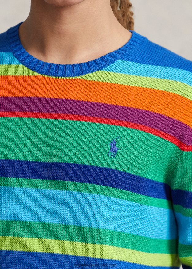 Ralph Lauren miehet raidallinen puuvillainen pyöreäkaulapusero 0Z24ZR888