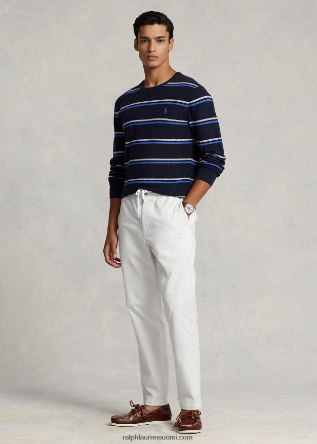 Ralph Lauren miehet raidallinen verkkoneulottu puuvillapusero 0Z24ZR548 laivaston yhdistelmä