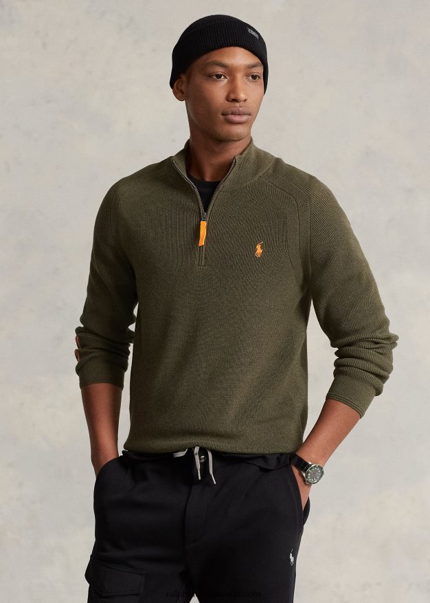 Ralph Lauren miehet suorituskykyinen neljännesvetoketjullinen pusero 0Z24ZR8589 katos oliivi kanerva