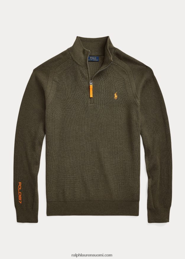 Ralph Lauren miehet suorituskykyinen neljännesvetoketjullinen pusero 0Z24ZR8589 katos oliivi kanerva