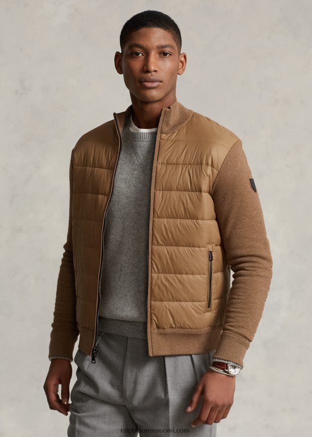 Ralph Lauren miehet täysvetoketjullinen hybridipusero 0Z24ZR1109 shetlanninruskea