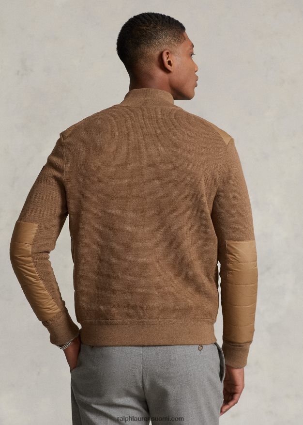 Ralph Lauren miehet täysvetoketjullinen hybridipusero 0Z24ZR1109 shetlanninruskea