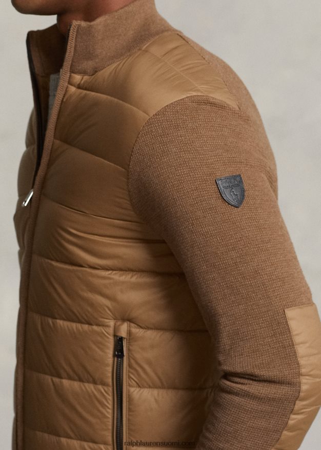 Ralph Lauren miehet täysvetoketjullinen hybridipusero 0Z24ZR1109 shetlanninruskea