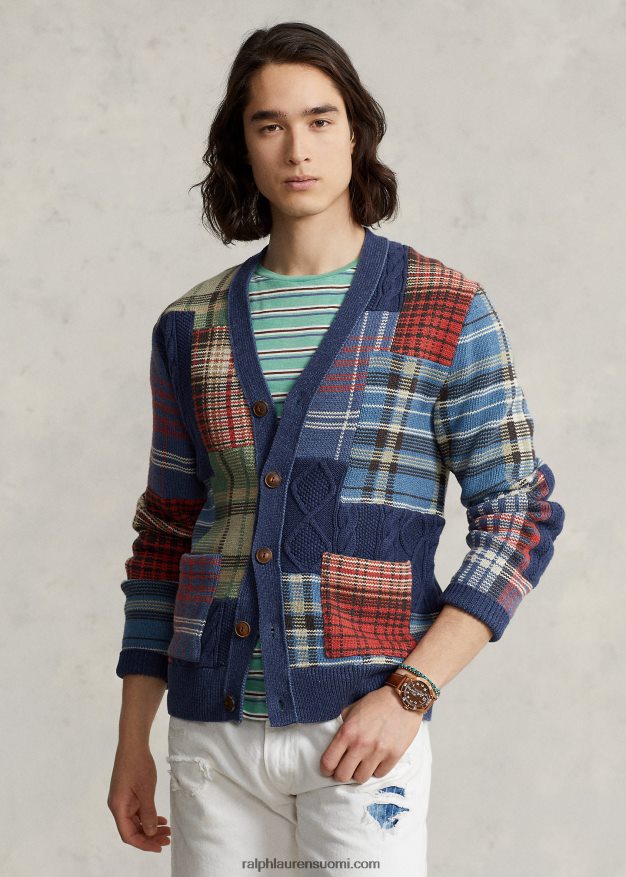 Ralph Lauren miehet tilkkupuuvillaneuletakki 0Z24ZR1203 laivasto multi