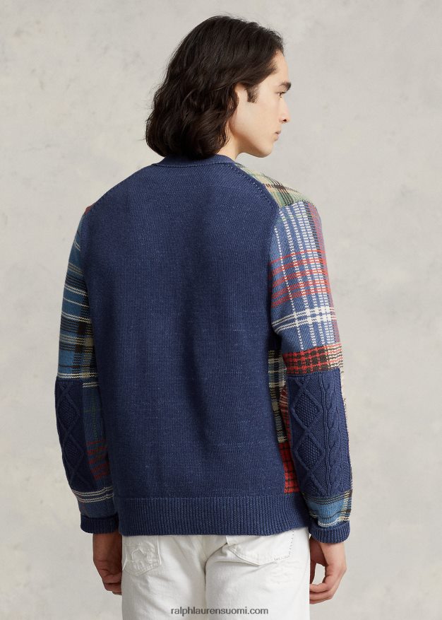 Ralph Lauren miehet tilkkupuuvillaneuletakki 0Z24ZR1203 laivasto multi