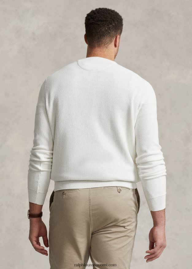 Ralph Lauren miehet verkkoneulosta puuvillapusero 0Z24ZR1894 kannenpesuaine valkoinen