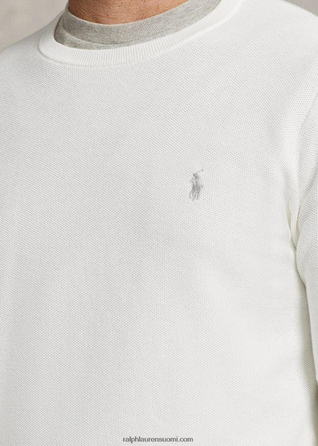 Ralph Lauren miehet verkkoneulosta puuvillapusero 0Z24ZR1894 kannenpesuaine valkoinen