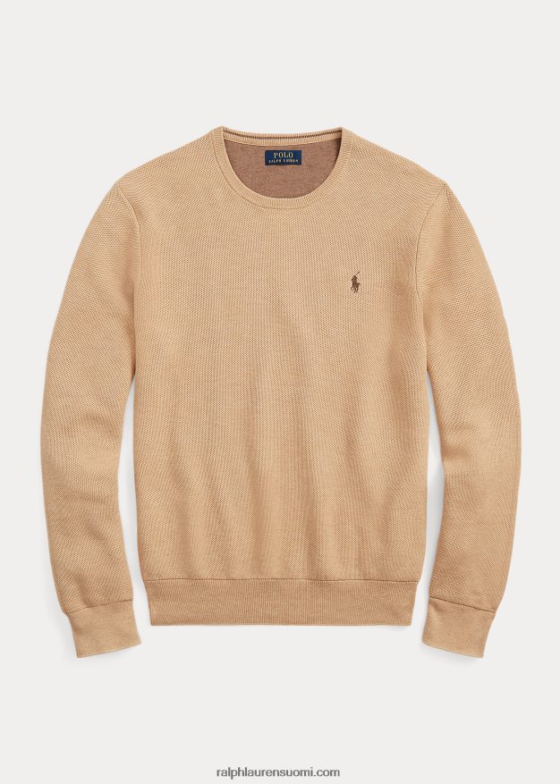 Ralph Lauren miehet verkkoneulosta puuvillapusero 0Z24ZR1895 kamelin melange